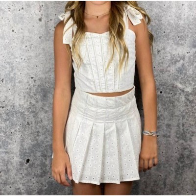 Girl Eyelet Tie Shoulder Top - If So