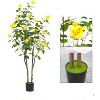 Acekool 4.2ft Artificial Flower Tree with Yellow Blooms and Green Leaves, Pre-Potted Faux Floor Plant for Garden, Home, Wedding, Party Décor - 2 of 4