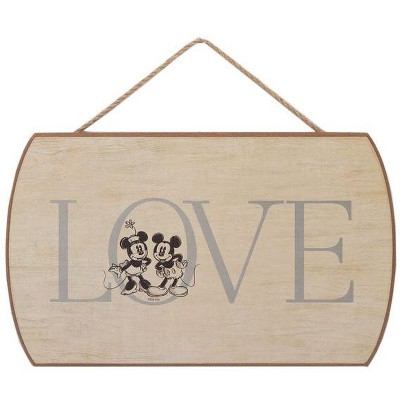 Open Road Brands Disney: Love Mickey Mouse & Minnie Mouse Hanging Wood Wall Decor