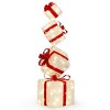 Syemin Decorative Holiday Scene Props 3FT Gift Box Tower Present Boxes Ornament Christmas Outdoor Indoor Decorations, White, 29..8"*29.8"*39.4" - 2 of 4