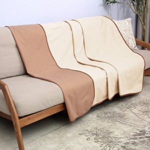 Catalonia Waterproof Leakproof Bed Blankets, Reversible Cozy Bed Sofa Cover Protector Washable Fleece Blanket for Couples - 1 of 4