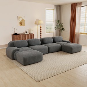 Aukfa Modular Corduroy Sectional Sofa with Ergonomic Support - Pet Friendly, Easy Assembly, Non-Slip Base Design - 1 of 4