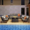 Heynemo 2 Pcs Aluminum Outdoor Patio Furniture Armchair With Faux Wooden Sofa Chair Sets, Removable Cushions, Ideal for Patio, Balcony - 4 of 4