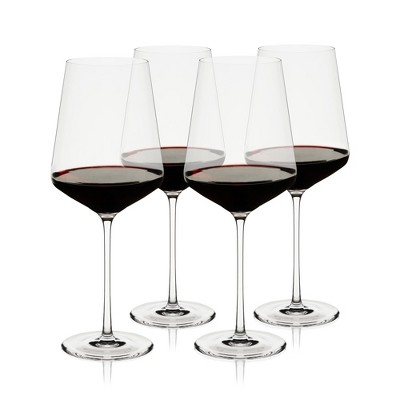 Viski Liminal Universal Crystal Wine Glass, Ultrathin Lightweight Clear Drinking Glasses, Elegant Stemmed Glassware, 23 oz, Set of 4