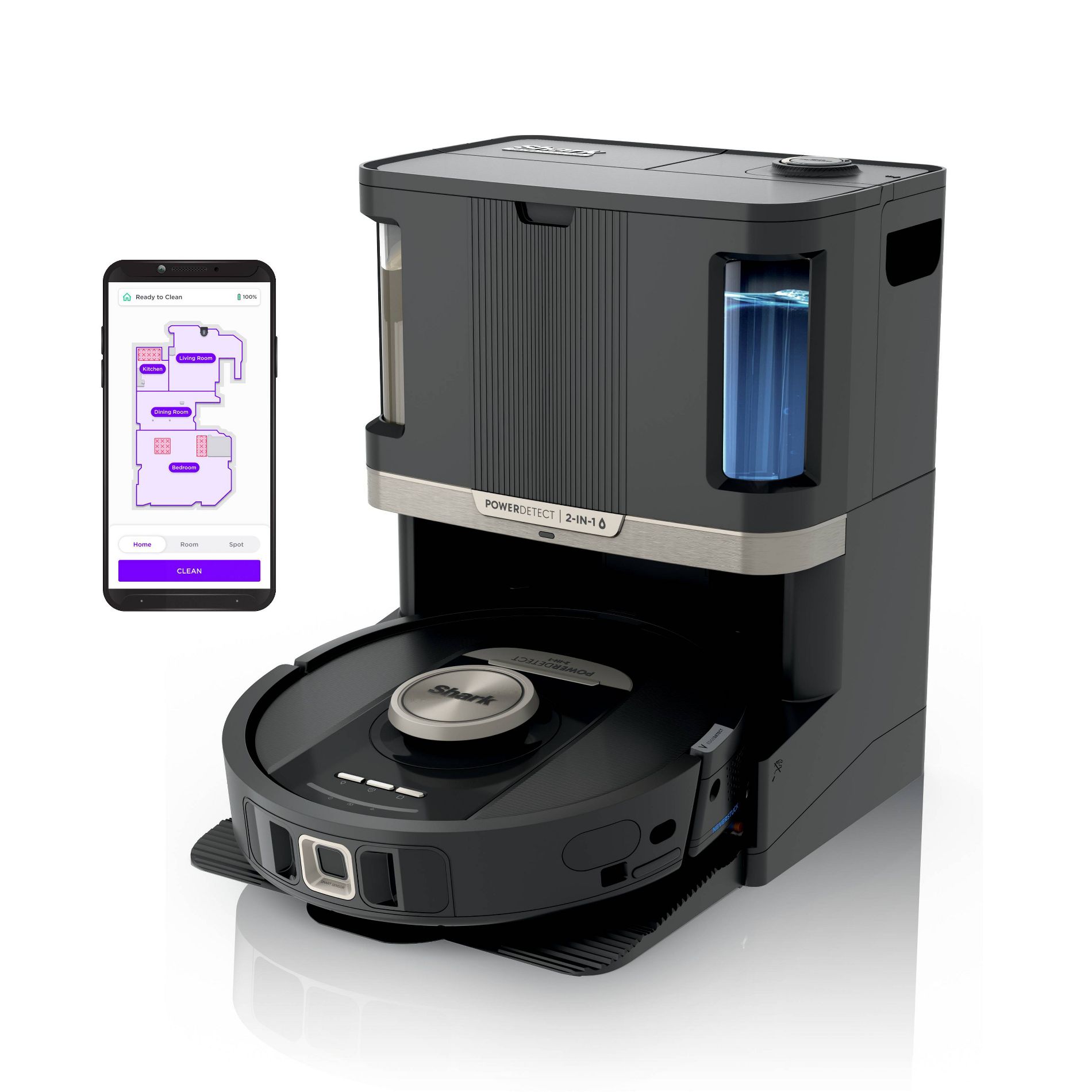 Shark Power Detect 2-in-1 Robot Vacuum and Mop with NeverTouch Pro Base - RV2820ZE