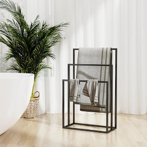 vidaXL Freestanding Towel Rack Black 18.9 in.x9.4 in.x31.1 in. Iron - 1 of 4