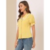 INSPIRE CHIC Women's Sweet Peter Pan Contrast Collar Short Sleeves Button Up Shirts - 4 of 4