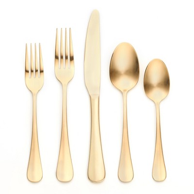 20pc Stainless Steel Sussex Baguette Silverware Set Gold - Threshold™