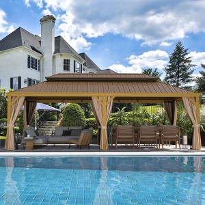Erommy 12' x24' Hardtop Gazebo Aluminum Frame Gazebo with Galvanized Steel Double Roof - 1 of 3