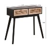 HOMLUX Rattan Console Table Entryway Side Table with 2 Rattan Drawers,Black/Natural - 3 of 4