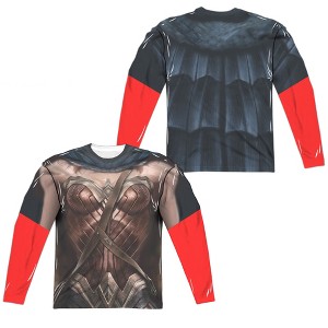 Men's Batman V Superman Wonder Woman Uniform Front Back Print Long Sleeve Costume T-Shirt - 1 of 4