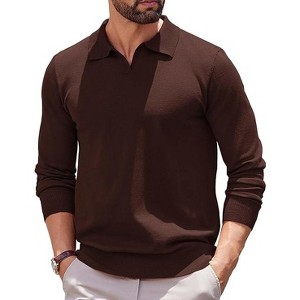 COOFANDY Long Sleeve Polo Shirts Knit Polo Sweater Pullover Sweater - 1 of 4