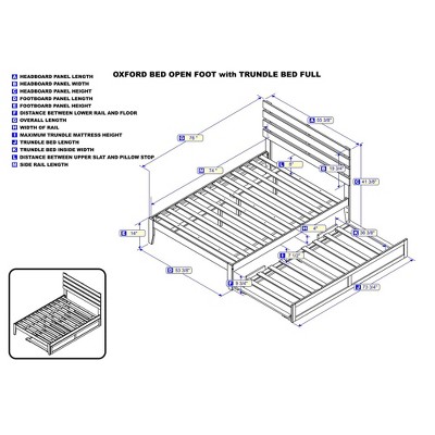 Oxford Gray Full Bed with Trundle and USB Charger