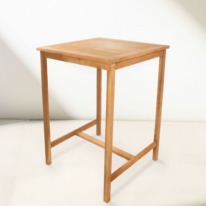 Sunnydaze Teak Wood Outdoor Bar Table - 31" Square x 43.5" H - Brown, 3 of 9