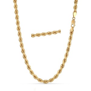 Mens 14k Gold THICK/HEAVY 5mm Diamond-cut Rope Chain Necklace - 1 of 3