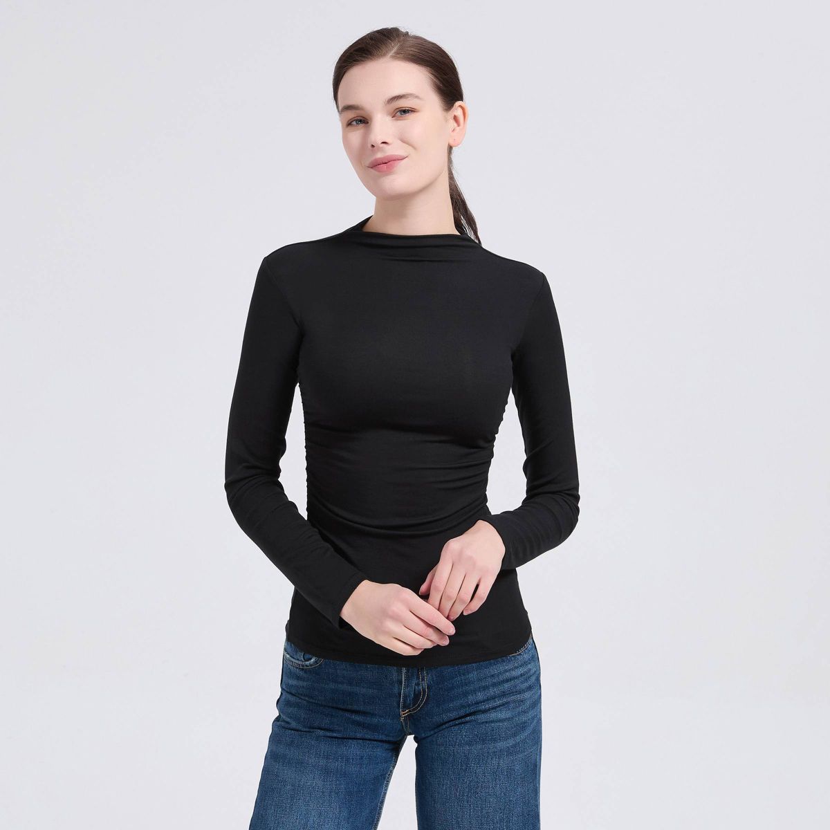 Women's Long Sleeve Mock Turtleneck Top - A New Day™