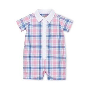 Hope & Henry Layette  Cotton Baby Boy Woven Romper with Collar and Button Front - 1 of 4
