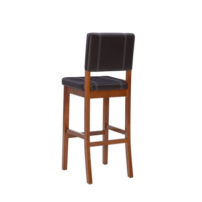 Milano Chestnut Hardwood 46'' Barstool with Dark Brown Faux Leather Seat