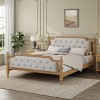 Gulches Traditional Style Solid Wood Bed Frame with Upholstered Tufted Headboard,No Box Spring Needed,Queen Size, Antique Walnut - 3 of 4