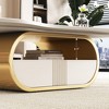 Sapphtopaz Modern Butterfly Coffee Table with Storage Shelf & Drawer Sturdy Center Table with Sintered Stone Top Oval Coffee Bar for Living Room - 2 of 4
