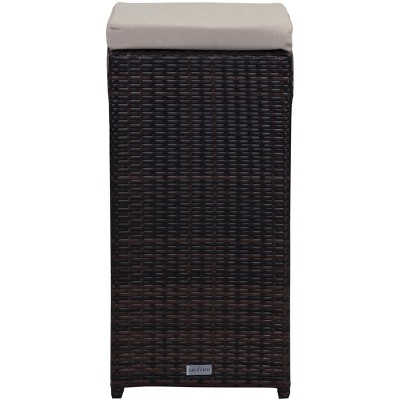 Brown and Sand Six-Seater Outdoor Rattan Bar Set