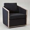 KINWELL 31"W Oak Frame Upholstered Swivel Barrel Armchair - 3 of 4