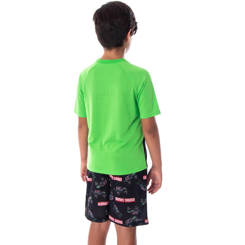 Monster Jam Boys' Grave Digger Monster Truck Shirt And Shorts Pajama Set, 4 of 6