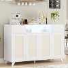 Jojoka Sideboard Buffet Cabinet,4 Rattan Doors 2 Drawers Accent Storage Cabinet - 2 of 4