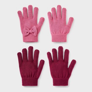 Girls' 2pk Value Glove - Cat & Jack™ Rose Red/Burgundy - 1 of 3