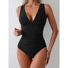 Eomenie One Piece Swimsuit for Women Tummy Control Plunge V Neck Bathing Suit Slimming Wide Straps Swimwear - 3 of 3