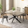 Retro Rectangular Stretch Dining Table for 6 People, Antique Wood Top and Black Relief Plate, CENGHU Rect Table With Storage Box - 2 of 4
