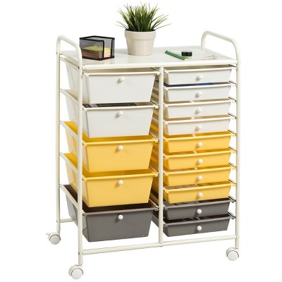 Tangkula 15 Drawer Rolling Storage Cart Opaque Multicolor Drawers Home  Organizer Mixed Black : Target