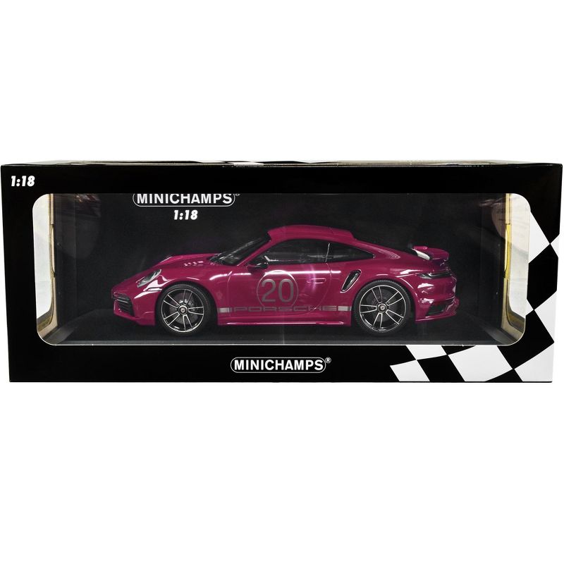 2021 Porsche 911 Turbo S w/SportDesign Package #20 Red Violet w/Stripes Ltd Ed to 504 pcs 1/18 Diecast Model Car by Minichamps, 1 of 4