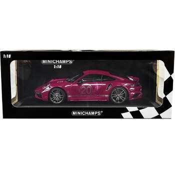 2021 Porsche 911 Turbo S w/SportDesign Package #20 Red Violet w/Stripes Ltd Ed to 504 pcs 1/18 Diecast Model Car by Minichamps