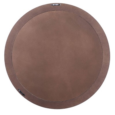 Distressed Gold & White Round Wooden Wall Mirror - 26"