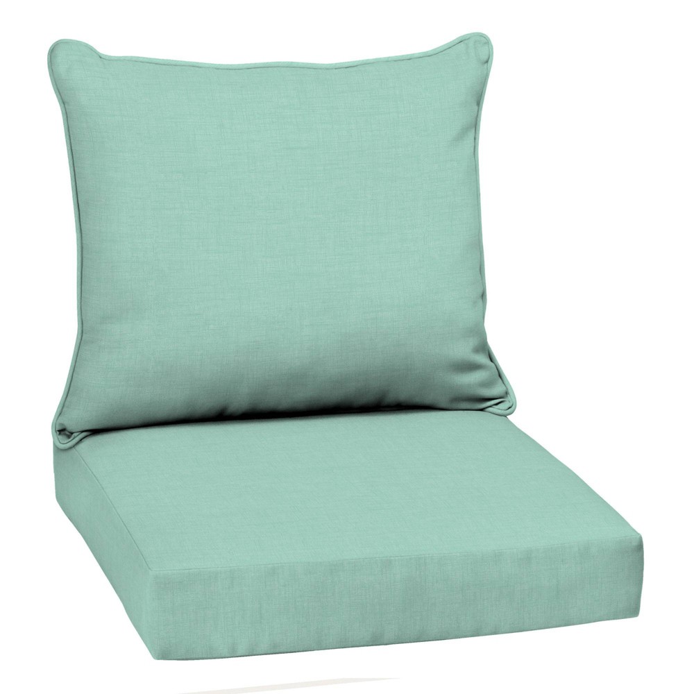 Photos - Pillow Arden 24"x22" Outdoor Deep Seat Set Aqua Leala Texture