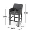 Lyngins Contemporary 26" H Counter Height Bar Stool with Rounded Armrests, Upholstered Counter Stools with Solid Rubberwood H-Frame Base - 3 of 4