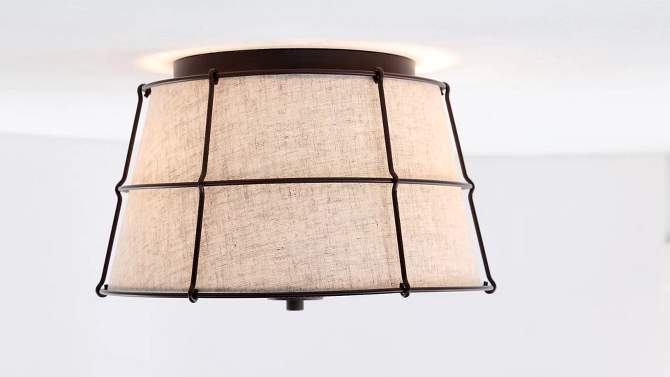 14&#34; 2-Light Silas Rustic Farmhouse Iron LED Flush Mount Oil Rubbed Bronze - JONATHAN Y, 2 of 12, play video