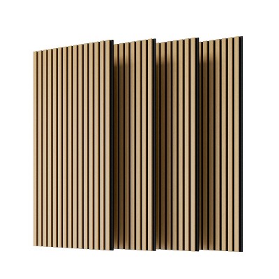 Vynxaria 0.8 in. T x 2 ft W. Walnut Woodgrain MDF Polyester Tongue and Groove Sound Absorbing Panel Eco Friendly Low TVOC 4-Pack/2-Pack
