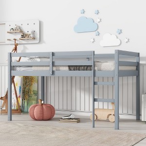 CAVINAS Twin/Full Size Loft Bed with Ladder & Safety Guardrails,Rubberwood Bed Frame for Kids Room,Bedroom - 1 of 4