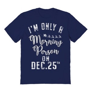 Rerun Island Men's Christmas I'M Only Am Orning Person Short Sleeve Graphic Cotton T-shirt - 1 of 1