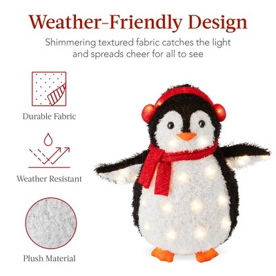 Lighted 3ft Pop-Up Penguin Family with Red Accessories