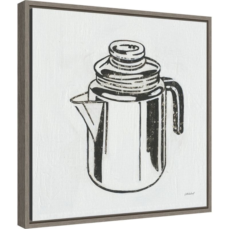 16&#34; x 16&#34; Retro Coffee Pot Kitchen by Kathrine Lovell Framed Wall Canvas - Amanti Art, 3 of 9
