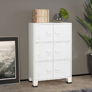 VidaXL Industrial Storage Chest White 29.5"x15.7"x45.3" Metal - 1 of 4