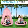 Hanging Saucer Swing for Outdoor Fun with Detachable Play Tent, 600 lbs Capacity, Pink - 4 of 4