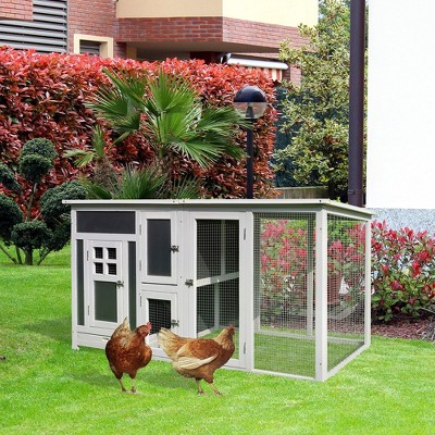 LOVMOR 63" Outdoor Chicken Coop Wooden Chicken Cage with Run Area