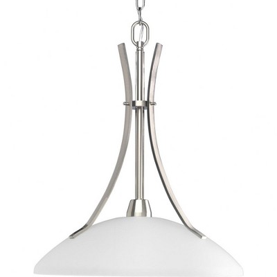 Progress Lighting Wisten 1-Light Pendant, Brushed Nickel, Etched Glass Shade Collection