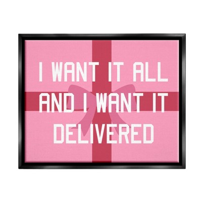 Stupell Industries Funny Want Gifts Delivered Black Floater Framed Canvas Wall Art