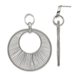 Black Bow Jewelry 57mm Wire Wrapped Circle Post Dangle Earrings in Stainless Steel - 1 of 4