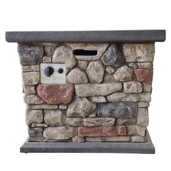 Carson Outdoor Stone Square Fire Pit - Gray - Christopher Knight Home